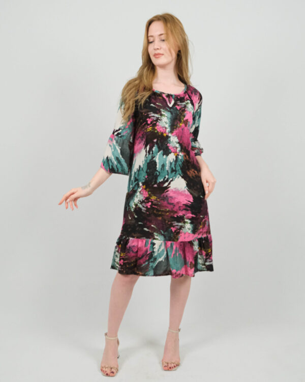 Desenli Viskon  Elbise