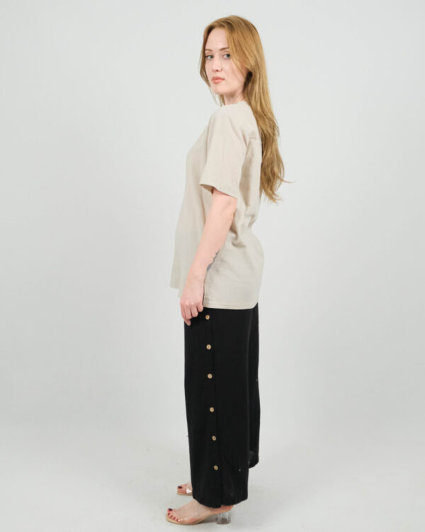 Unisex V Yaka Keten Tişört