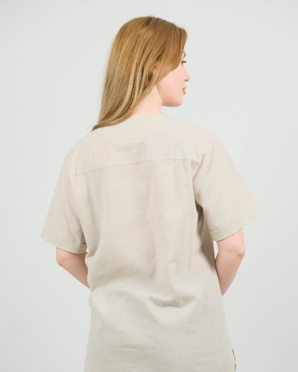 Unisex V Yaka Keten Tişört