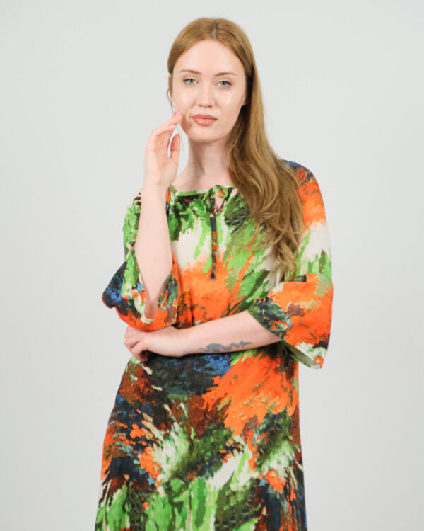 Desenli Viskon  Elbise