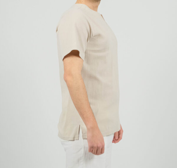 Unisex V Yaka Keten Tişört